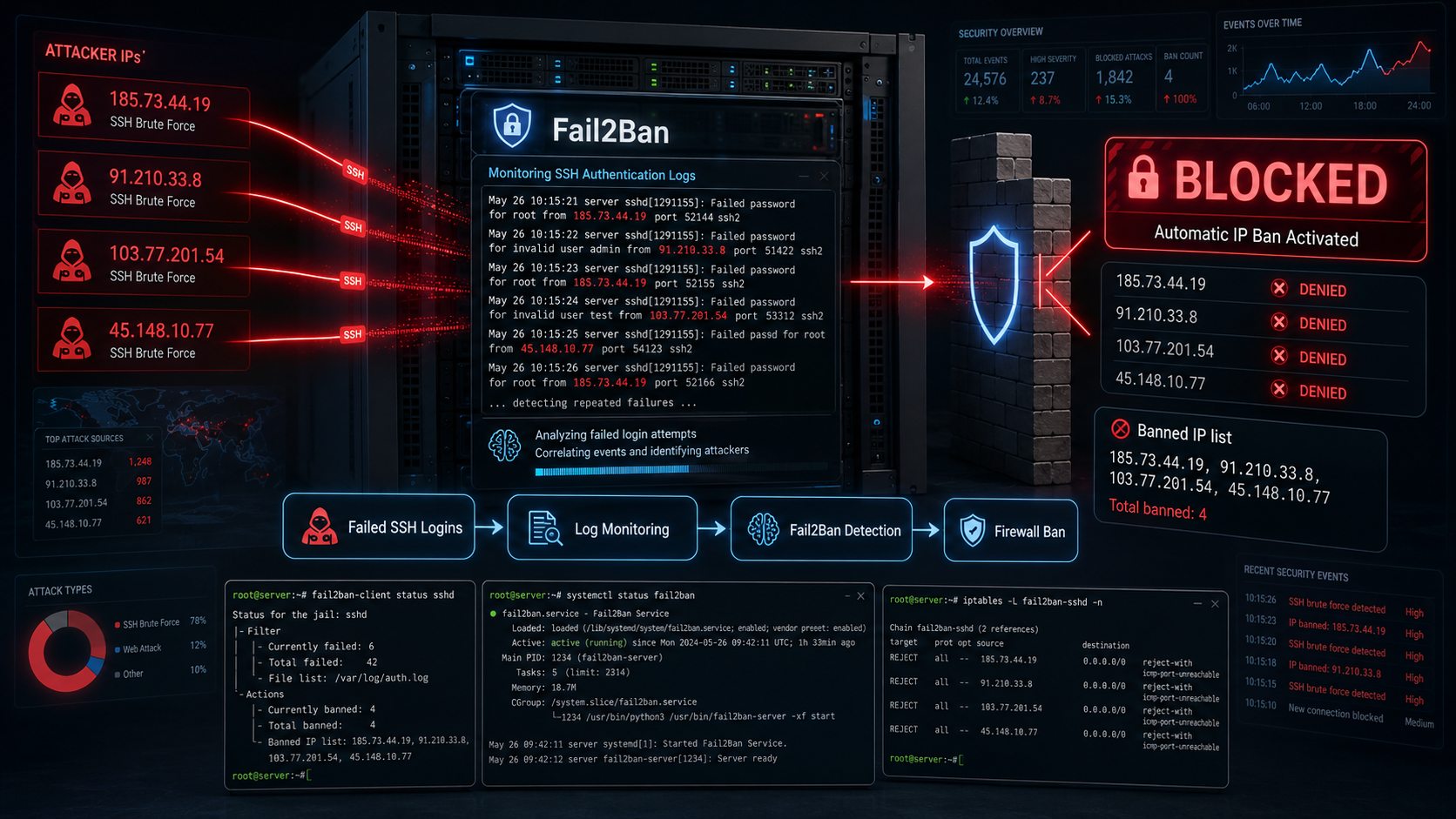 Step‑by‑step tutorial on how to secure Linux Server from bruteforce attack with fail2ban